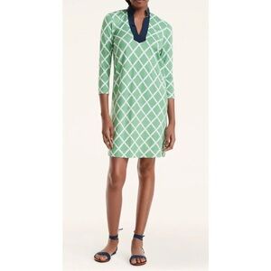 Brooks Brothers Shift Dress, Green & White Print, Sz M, excellent condition!